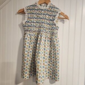 Vintage Polly Flinders Vintage Girls Size 8 Smocked Floral Dress Lace White
